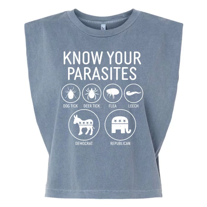 Funny Political Meme Know Your Parasites Garment-Dyed Women's Muscle Tee