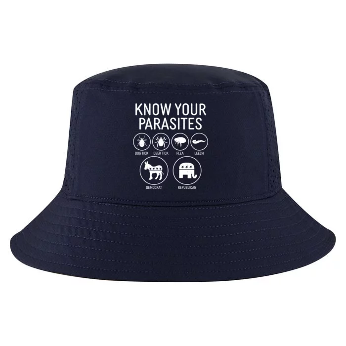 Funny Political Meme Know Your Parasites Cool Comfort Performance Bucket Hat