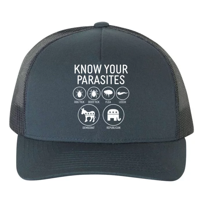 Funny Political Meme Know Your Parasites Yupoong Adult 5-Panel Trucker Hat