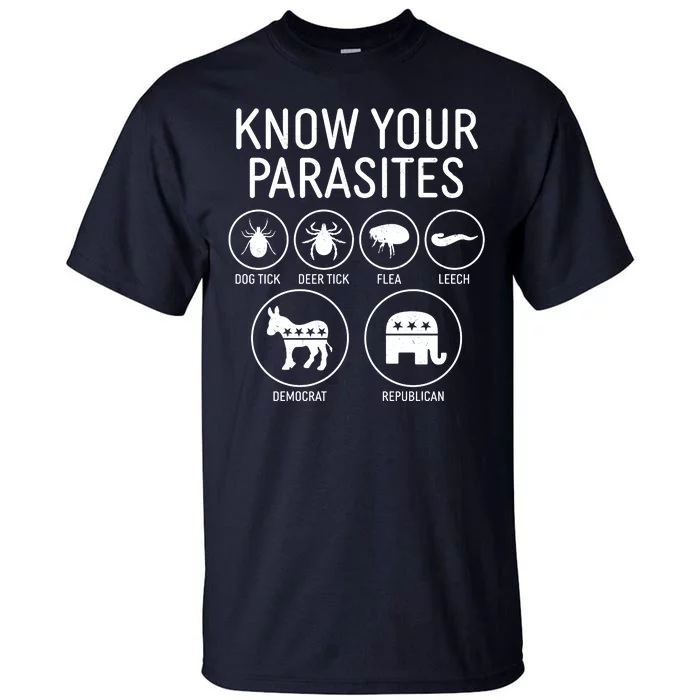 Funny Political Meme Know Your Parasites Tall T-Shirt