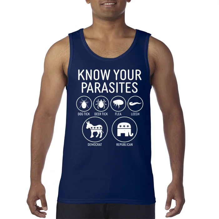 Funny Political Meme Know Your Parasites Tank Top