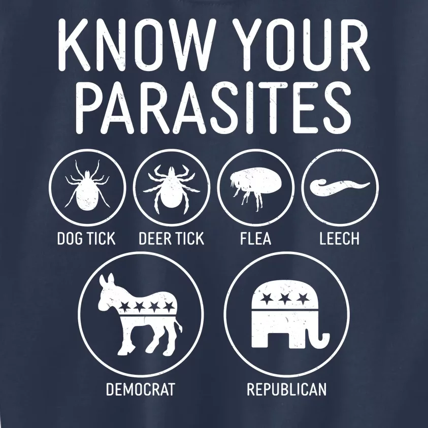 Funny Political Meme Know Your Parasites Kids Sweatshirt