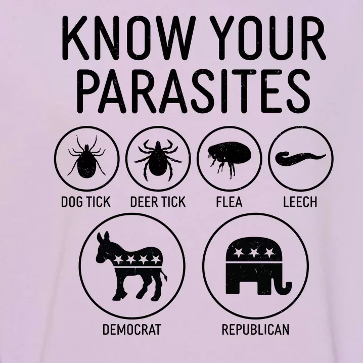 Funny Political Meme Know Your Parasites Garment-Dyed Sweatshirt