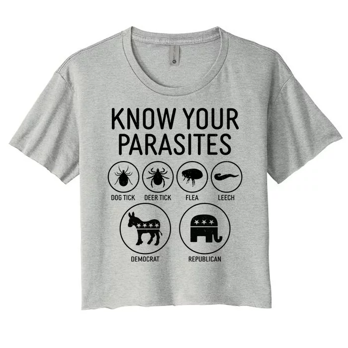 Funny Political Meme Know Your Parasites Women's Crop Top Tee