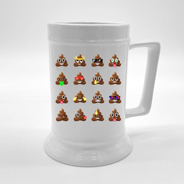 Funny Poop Emoji's Smiley Front & Back Beer Stein