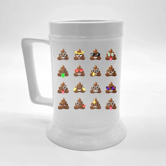 Funny Poop Emoji's Smiley Front & Back Beer Stein