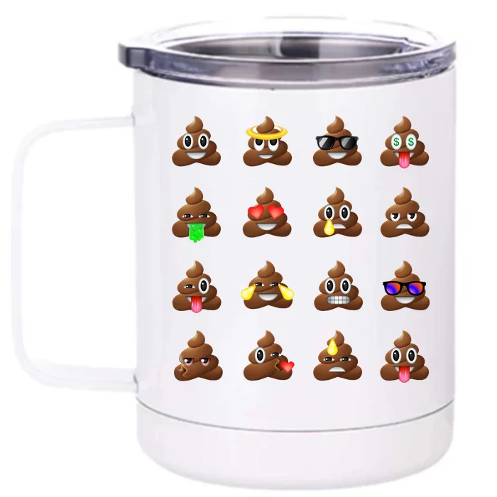 Funny Poop Emoji's Smiley Front & Back 12oz Stainless Steel Tumbler Cup