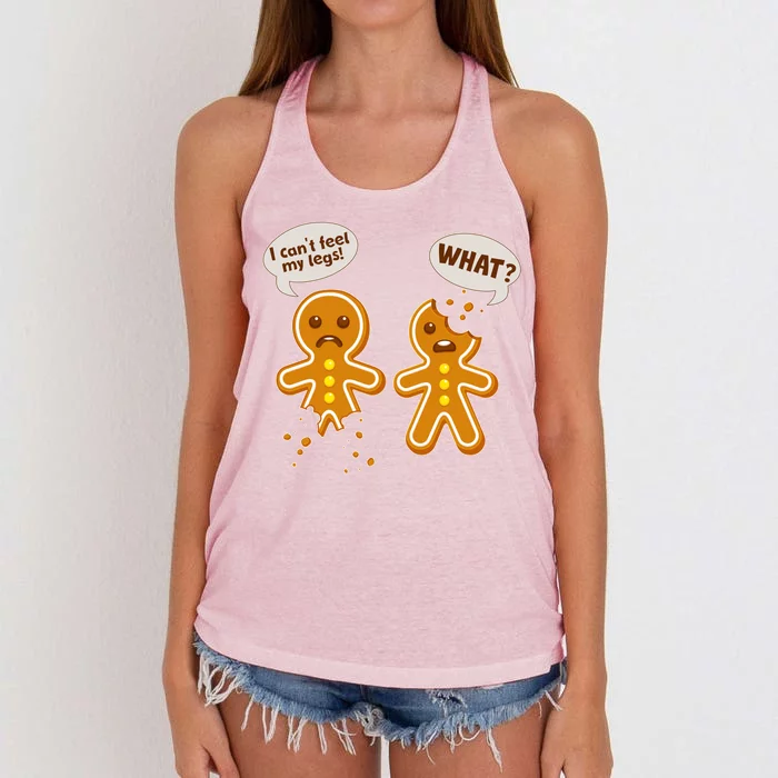 Funny Poor Gingerbread Christmas Cookies Women's Knotted Racerback Tank