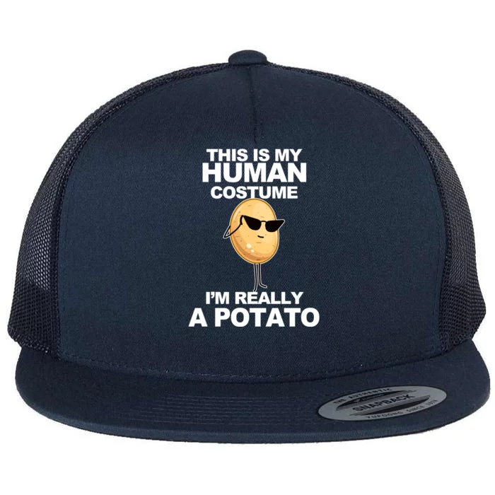 Funny Potato This Is My Human Costume Flat Bill Trucker Hat