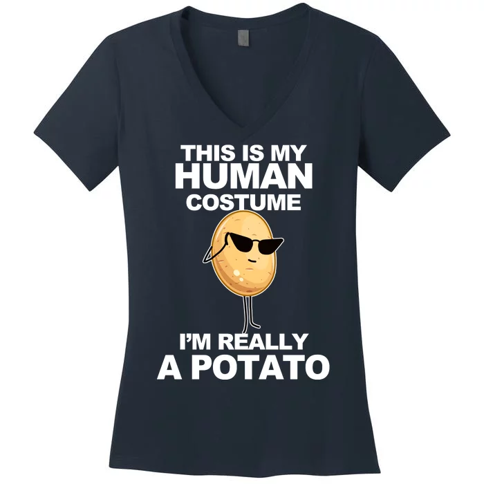 Funny Potato This Is My Human Costume Women's V-Neck T-Shirt