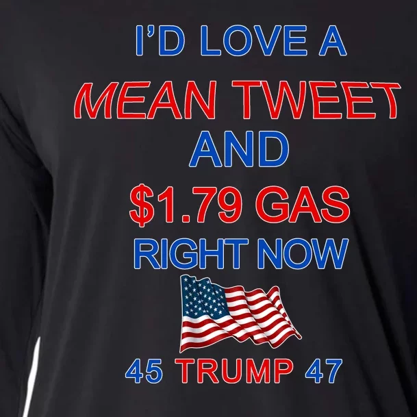 Funny Pro Trump Supporter I'd Love A Mean Tweet Gas Prices Cooling Performance Long Sleeve Crew