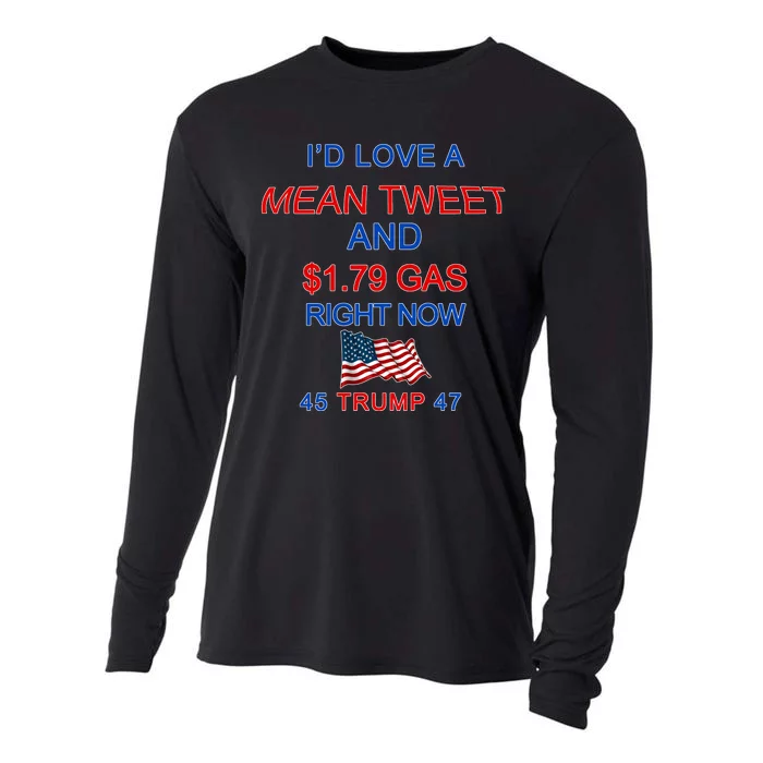 Funny Pro Trump Supporter I'd Love A Mean Tweet Gas Prices Cooling Performance Long Sleeve Crew