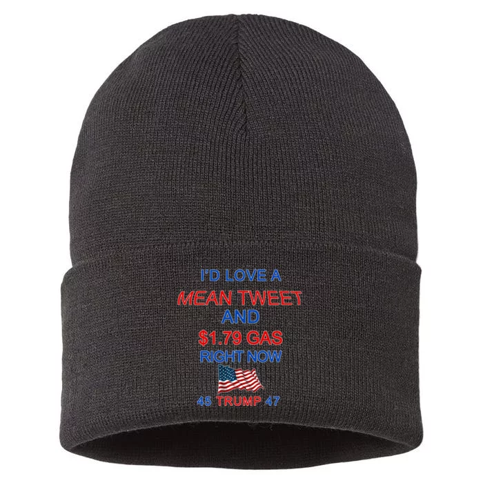 Funny Pro Trump Supporter I'd Love A Mean Tweet Gas Prices Sustainable Knit Beanie