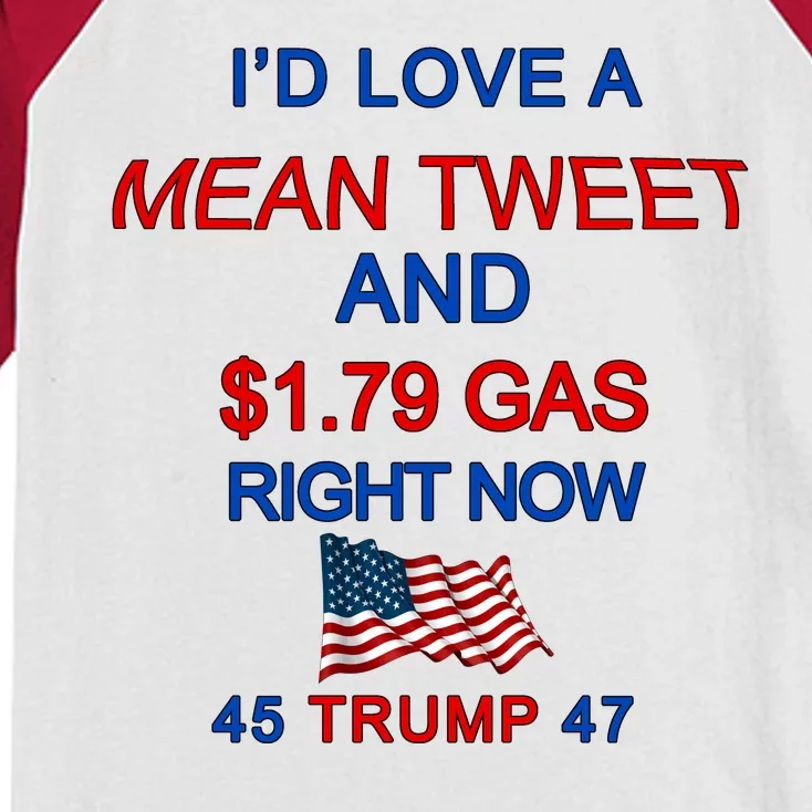 Funny Pro Trump Supporter I'd Love A Mean Tweet Gas Prices Kids Colorblock Raglan Jersey