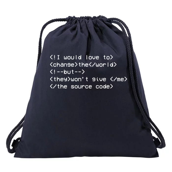 Funny Programmer Change The World Drawstring Bag