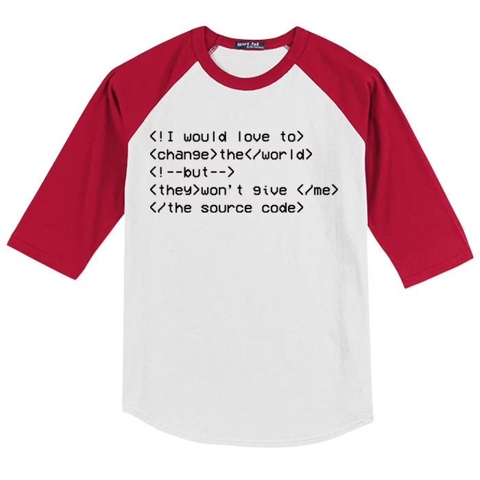 Funny Programmer Change The World Kids Colorblock Raglan Jersey