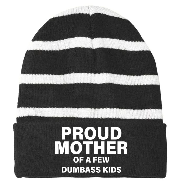 Funny Proud Mother Striped Beanie with Solid Band