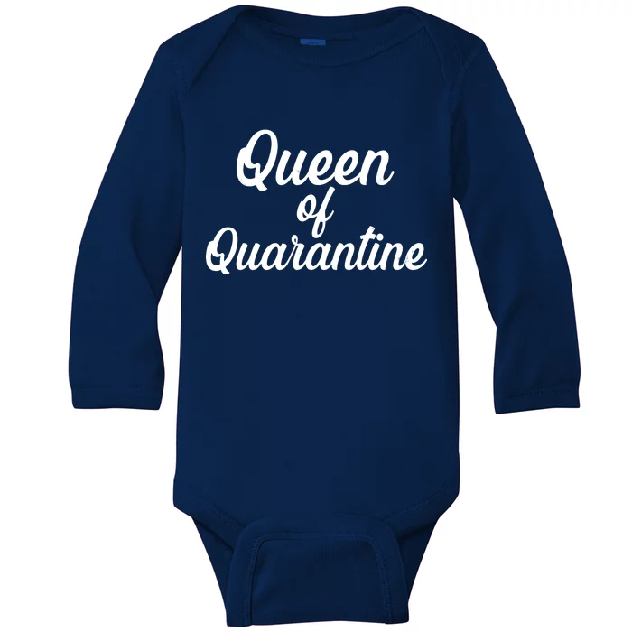 Funny Queen of Quarantine Baby Long Sleeve Bodysuit