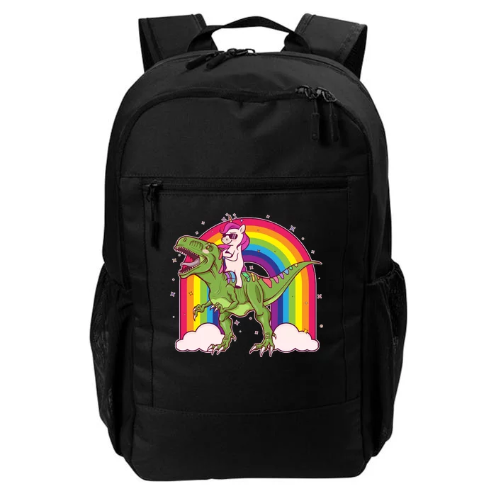 Funny Rainbow Unicorn Riding T-Rex Dinosaur Daily Commute Backpack