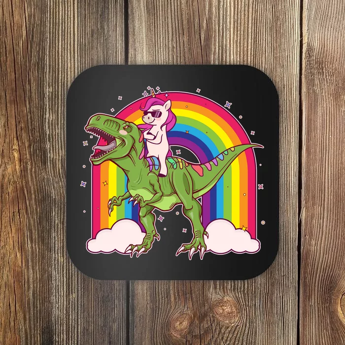 Funny Rainbow Unicorn Riding T-Rex Dinosaur Coaster