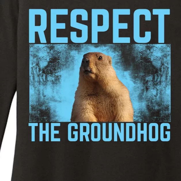 Funny Respect The Groundhog Womens CVC Long Sleeve Shirt