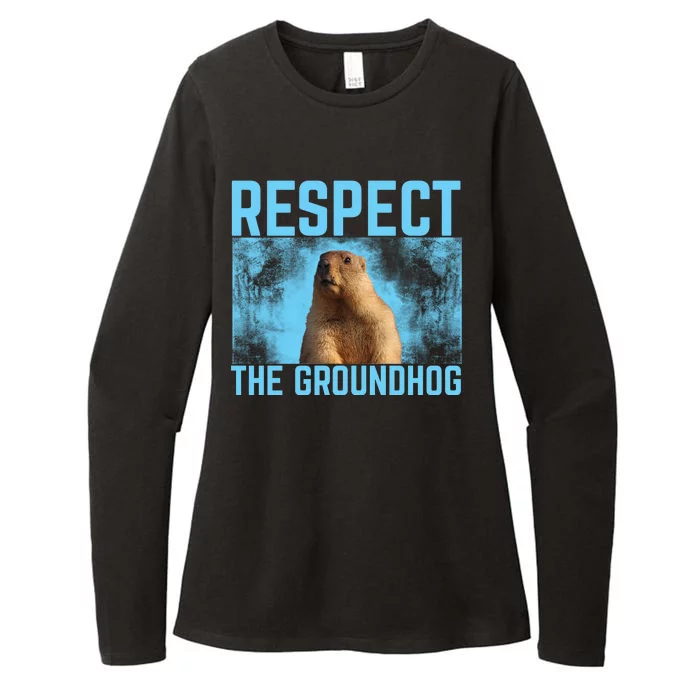 Funny Respect The Groundhog Womens CVC Long Sleeve Shirt