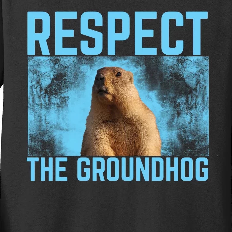 Funny Respect The Groundhog Kids Long Sleeve Shirt