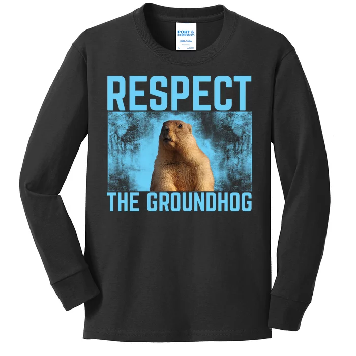 Funny Respect The Groundhog Kids Long Sleeve Shirt