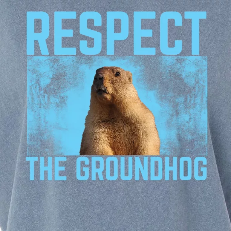 Funny Respect The Groundhog Garment-Dyed Women's Muscle Tee