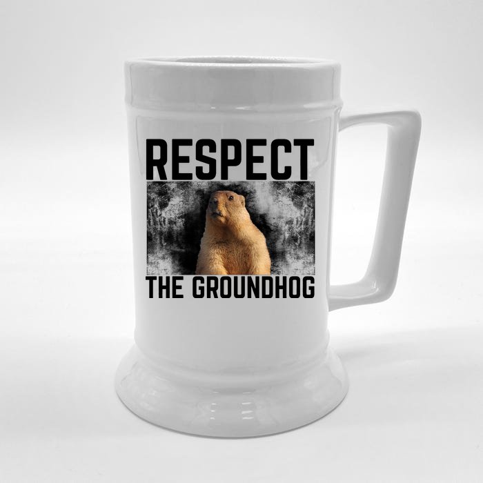 Funny Respect The Groundhog Front & Back Beer Stein