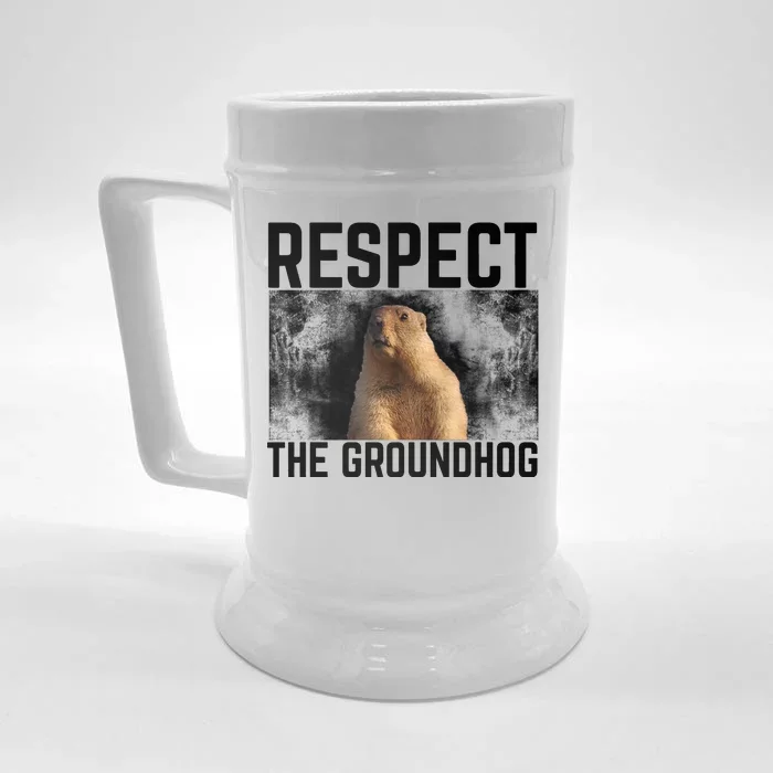 Funny Respect The Groundhog Front & Back Beer Stein