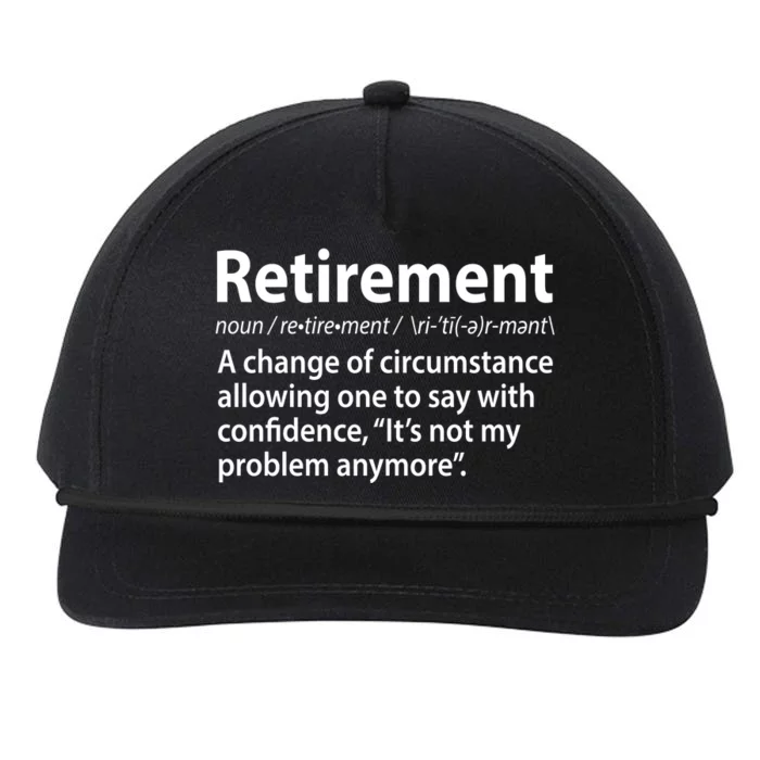 Funny Retirement Definition Snapback Five-Panel Rope Hat