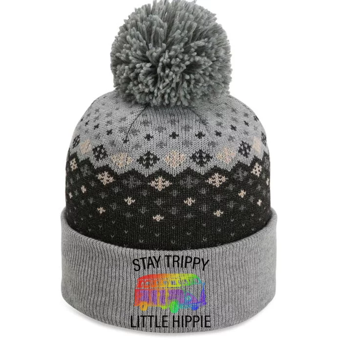 Funny Reto - Stay Trippy Little Hippie The Baniff Cuffed Pom Beanie