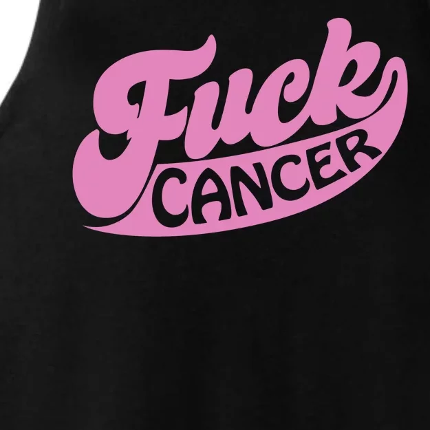 Funny Retro Fck Cancer Logo Breast Cancer Support Ladies Tri-Blend Wicking Tank