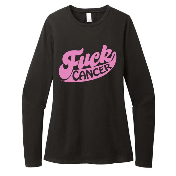 Funny Retro Fck Cancer Logo Breast Cancer Support Womens CVC Long Sleeve Shirt