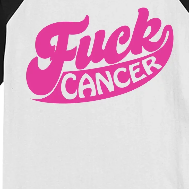 Funny Retro Fck Cancer Logo Breast Cancer Support Kids Colorblock Raglan Jersey