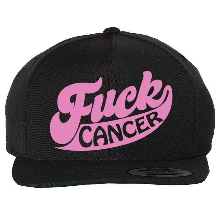 Funny Retro Fck Cancer Logo Breast Cancer Support Wool Snapback Cap