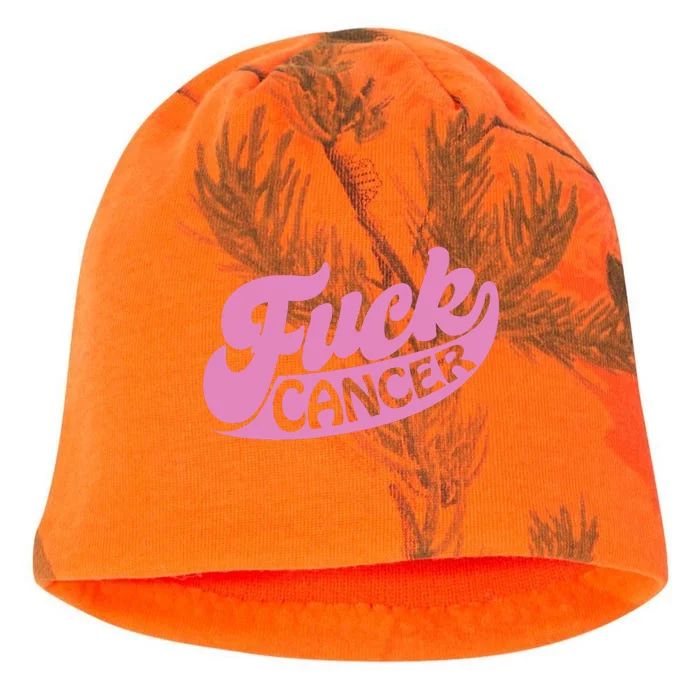 Funny Retro Fck Cancer Logo Breast Cancer Support Kati - Camo Knit Beanie