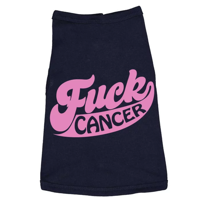 Funny Retro Fck Cancer Logo Breast Cancer Support Doggie Tank