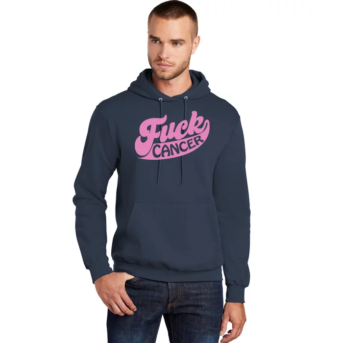 Funny Retro Fck Cancer Logo Breast Cancer Support Hoodie