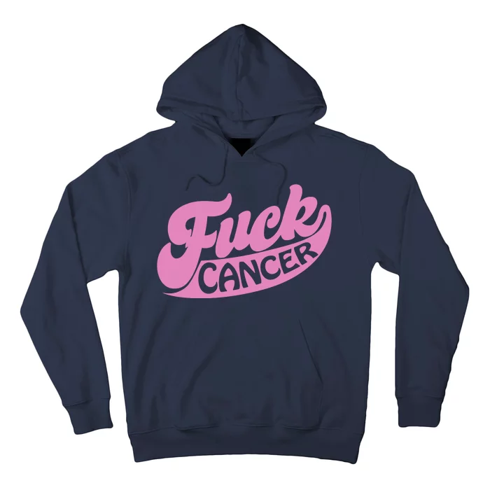 Funny Retro Fck Cancer Logo Breast Cancer Support Hoodie