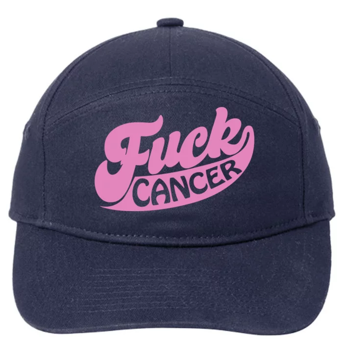 Funny Retro Fck Cancer Logo Breast Cancer Support 7-Panel Snapback Hat