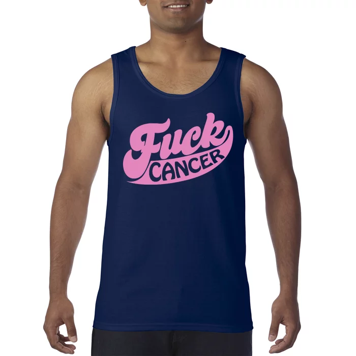 Funny Retro Fck Cancer Logo Breast Cancer Support Tank Top