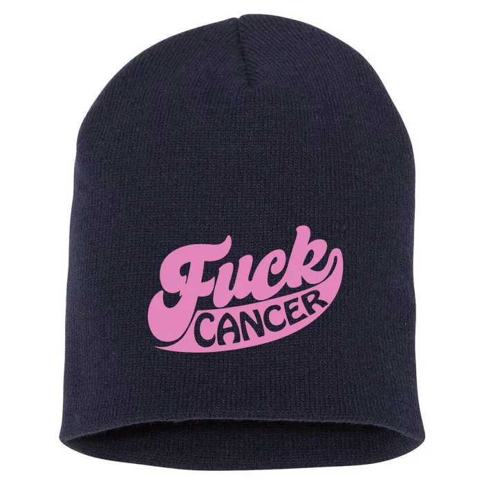 Funny Retro Fck Cancer Logo Breast Cancer Support Short Acrylic Beanie