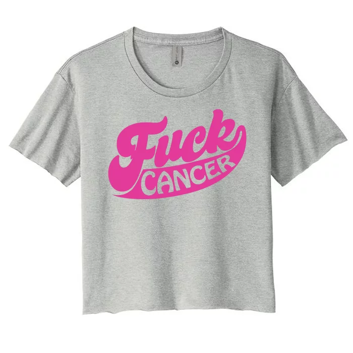 Funny Retro Fck Cancer Logo Breast Cancer Support Women's Crop Top Tee