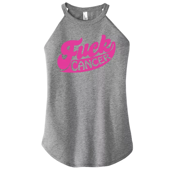 Funny Retro Fck Cancer Logo Breast Cancer Support Women’s Perfect Tri Rocker Tank