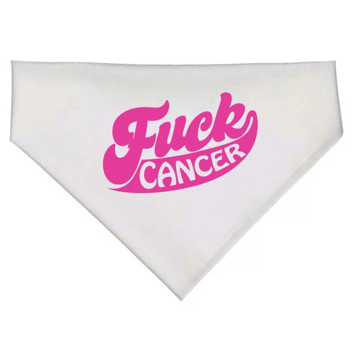 Funny Retro Fck Cancer Logo Breast Cancer Support USA-Made Doggie Bandana