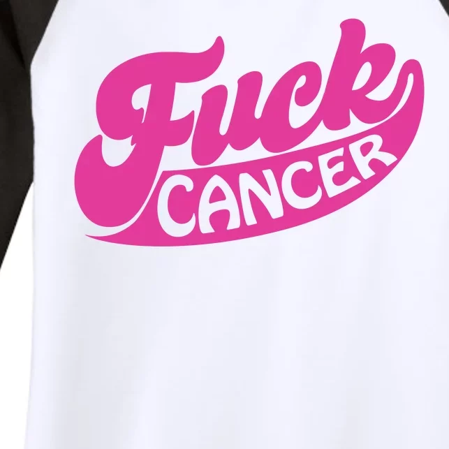 Funny Retro Fck Cancer Logo Breast Cancer Support Women's Tri-Blend 3/4-Sleeve Raglan Shirt