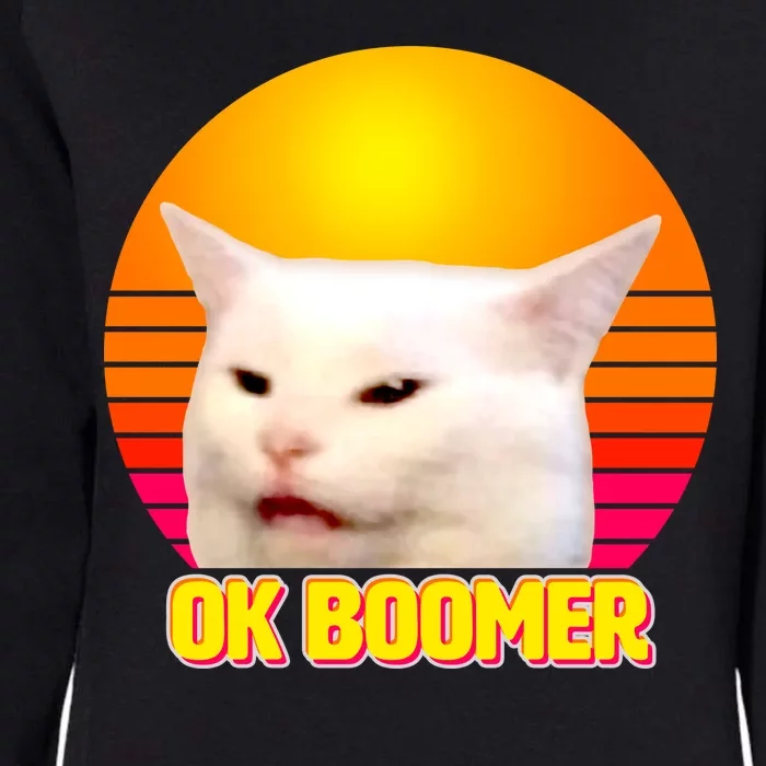 Funny Retro Table Cat OK Boomer Meme Womens California Wash Sweatshirt