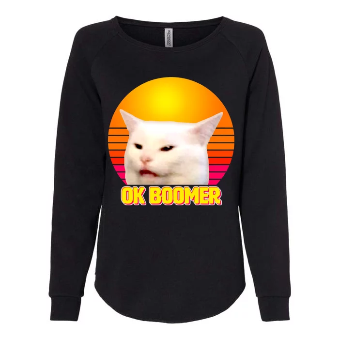 Funny Retro Table Cat OK Boomer Meme Womens California Wash Sweatshirt